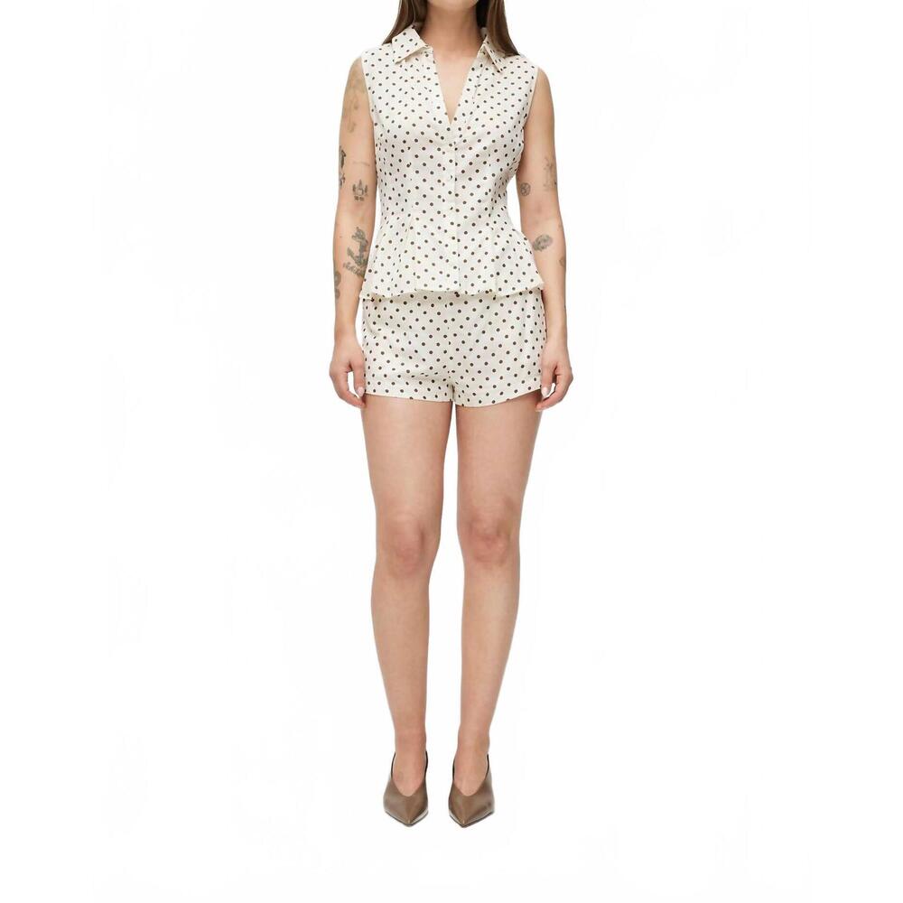 NEW MOD REF laura polka dot tank top in cream/brown
